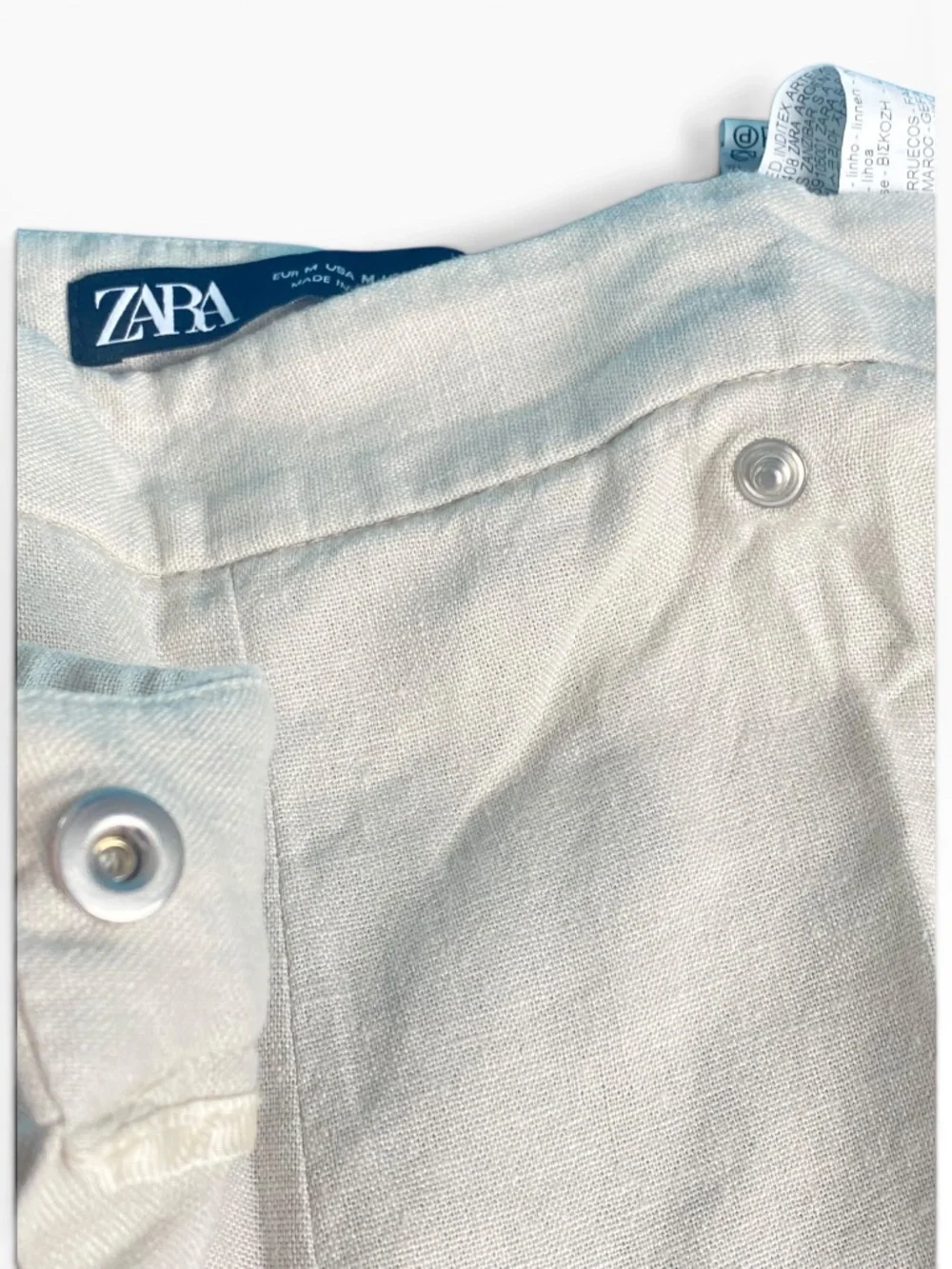 Zara Linen Blend Pareo Wrap Wide Leg Pants Light Beige Size M